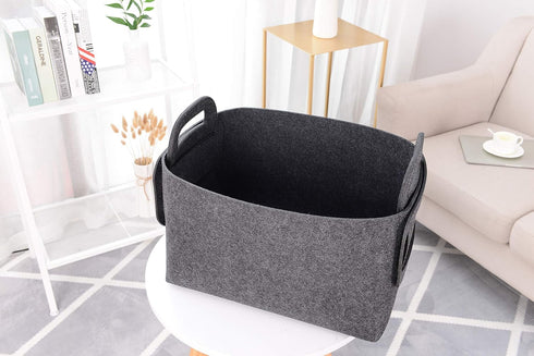 Storage Basket Felt Storage Bin, Collapsible Box Organizer with Carry Handles for Office, Bedroom, Closet, Babies,