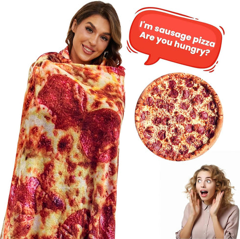 80 Inches, Pizza Blanket Adult Size Birthday Gifts for Her Him, Funny Gifts for Girlfriend Boyfriend, Novelty Pepperoni