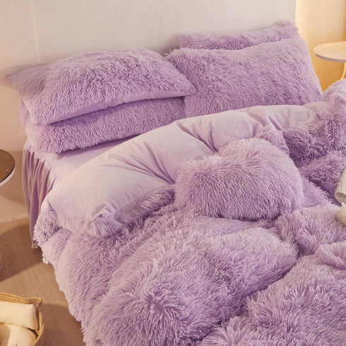 Faux Fur lavender Fluffy Pillow case, Soft lavender Decorative Fuzzy Pillow case, Cute Fluffy Pillow Covers for Home Bedroom Living Room, Zipper Closure, Set of 2 (lavender, Standard 20"x 26")