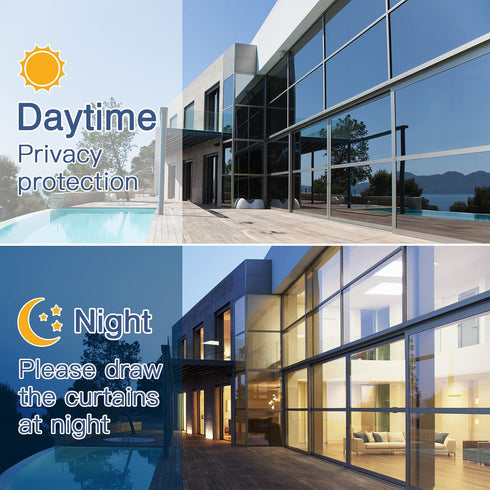 Haton Window Privacy Film: One Way Window Tint for Home, Silver, 17.5 x 78.7 Inches, No Glue Static Cling