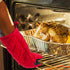 Puppet Oven Mitts Red Cotton Silicone Non-Slip Long Sleeve, Heat Resistant Gloves for Home Kitchen Chef Cooking