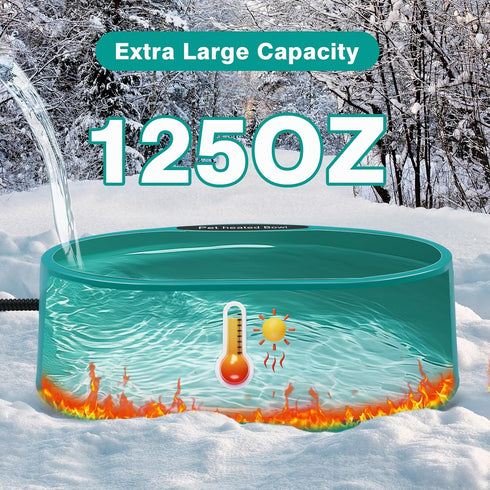 125OZ Frozen Heated Water Bowl for Chicken, Large Capacity Poultry Water Heater for Hens Turkey Goose Duck Pigeon
