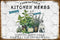 Kitchen Herbs Farm To Table 100% Organic Vintage Metal Tin Sign, Funny Garden Poster 8x12 Inch