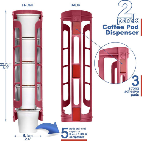 STORAGENIE Coffee Pod Holder for Kerig Kcup, Red Side Mount K Cup Storage Organizer for Small Counters