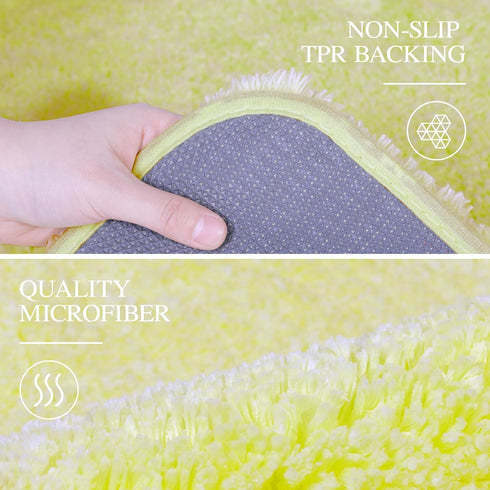 Walensee Non Slip Bath Rug, 20 x 32 Yellow Bathroom Mat, Water Absorbent Soft Microfiber Shaggy Rug