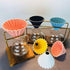 Ceramic Coffee Dripper Pour Over Maker with Wood Stand, Elegant Flower Shape V60 Filter (Black)