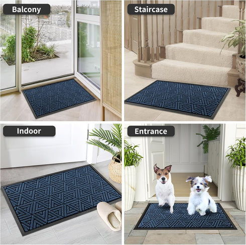 Yimobra Door Mat Outdoor Entrance, Heavy Duty Welcome Mat for Home Entry, Waterproof, Easy Clean, 29.5 x 17, Blue