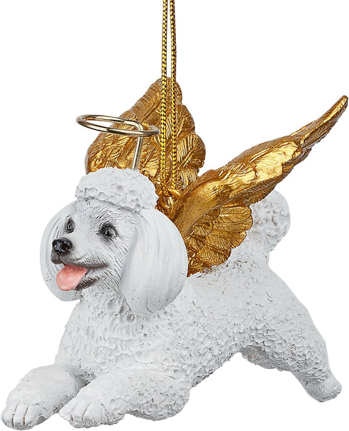 ANGEL ORNAMENT WHITE POODLE