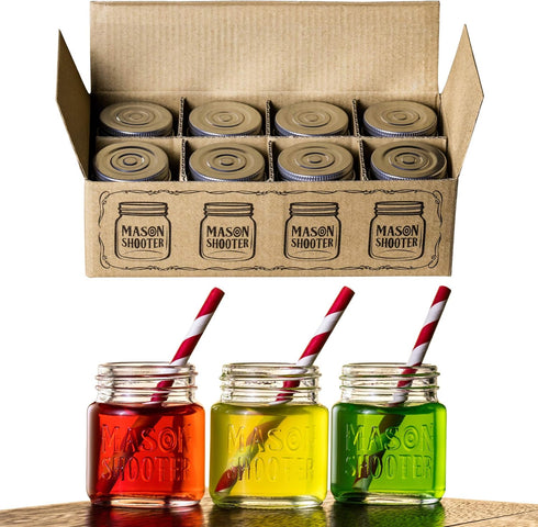 Small Mason Jar Shot Glasses with Lids, 8 Pack Tiny 2 oz Glass Jars, Unique Christmas Gift, Bulk, Cute
