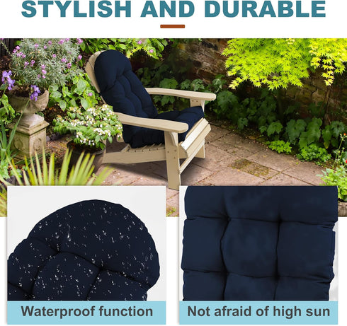 44x19.4x4 inch, 1) Adirondack Chair Cushion, Rocking Chair Cushion High Back Patio Cushions of Upper and Lower