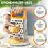 Spring Chef Handheld Stainless Steel XL Parmesan Cheese Grater, 4 Sided Manual Box Grater for Kitchen