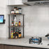 3-Tier Corner Shelf Stand, Rustic Wood and Metal Corner Display Rack, Small Triangle Corner Storage Organizer