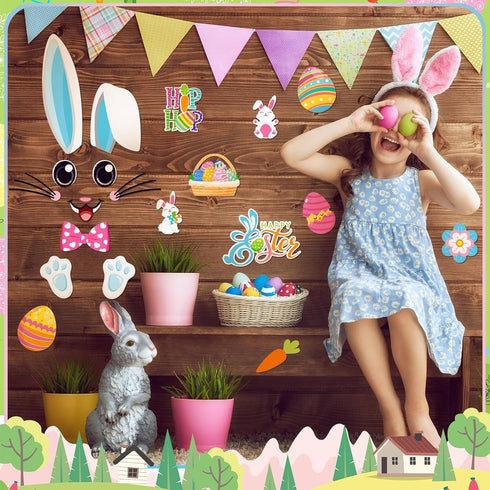 Hoteam 30 Pcs Happy Easter Garage Door Magnets, Easter Bunny Refrigerator Magnet Decoration for Kitchen Fridge