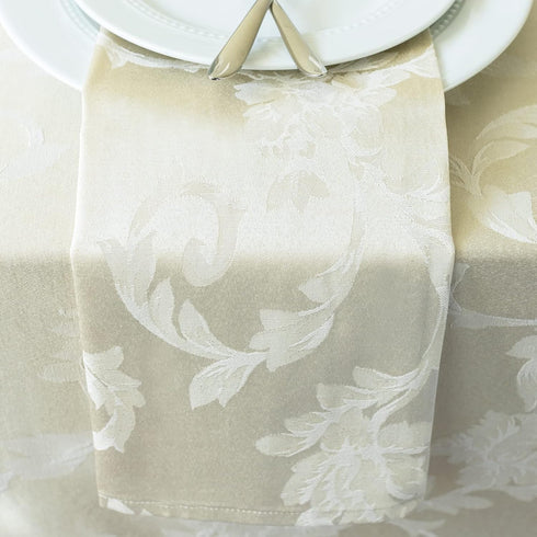 Benson Mills Harmony Scroll Woven Damask Fabric Set of 4 Napkins for Everyday, Parties, Weddings, and Holiday (18" x