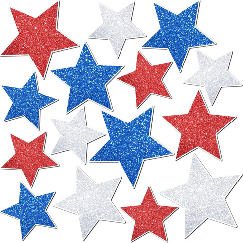 JULMELON 22pcs 4th of July Patriotic Decorations, Red White and Blue Star Magnets for Independence Day Party