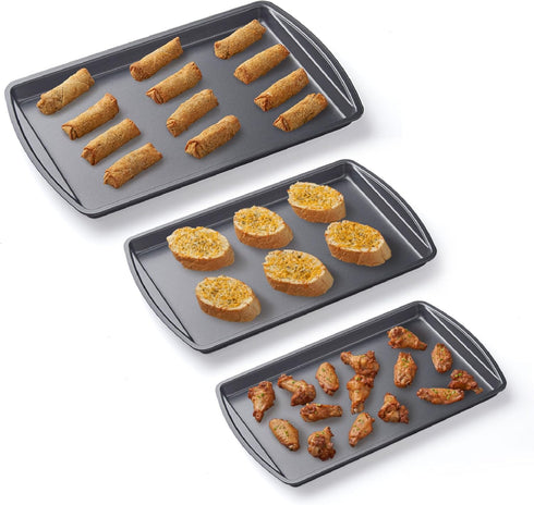 Nifty Cookie & Baking Sheets Set of 3, Non-Stick Coated Steel, Dishwasher Safe, Oven Safe