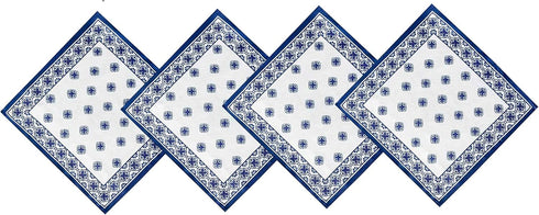 Newbridge Square Fabric Napkins, Set of 8, Mykonos Blue Mediterranean, Indoor Outdoor Stain Resistant Napkins