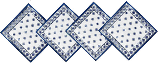 Newbridge Square Fabric Napkins, Set of 8, Mykonos Blue Mediterranean, Indoor Outdoor Stain Resistant Napkins