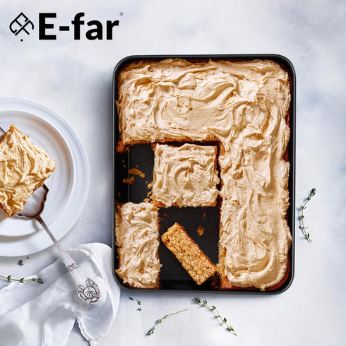 E-far 9 x 13 Inch Baking Pan, Nonstick Stainless Steel Rectangle Cake Pan for Baking Brownies, Casseroles, Lasagna