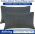Aitliving Pack 2 12x20" of Cotton Velvet Decorative Velvet Accent Lumbar Throw Pillowcases Slate Grey Soft Solid Both