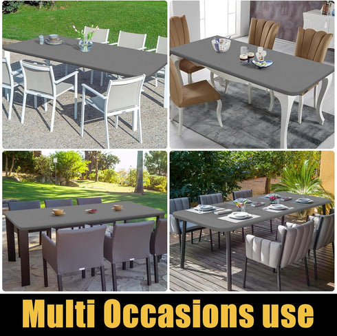 Smiry Waterproof Rectangle Picnic Table Cloth - Elastic Fitted Tablecloths for 6 Foot Tables, Grey