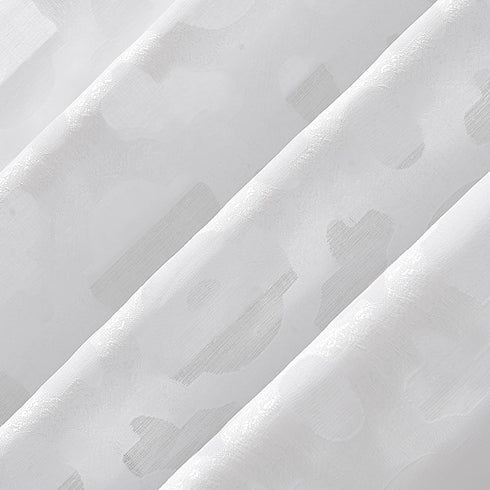 No. 918 Yvette Trellis Jacquard Sheer Curtain Panel, 52" x 84", White