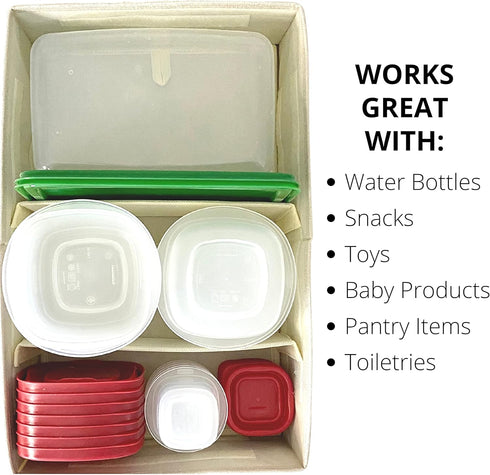 Food Storage Container Organizer Box, Kitchen Drawer Organizer for Rubbermaid, Adjustable Foldable Cloth Box