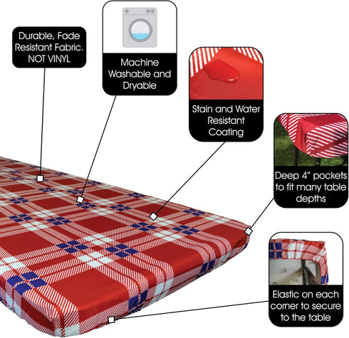 In the Breeze 8002 Plaid 30 Inch x 72 Inch Fitted Tablecloth