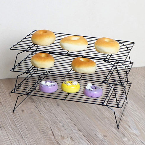 Cooling Rack - 3-Tier Stainless Steel Stackable Baking Racks for Roasting, Grilling, Collapsible & Heavy Duty