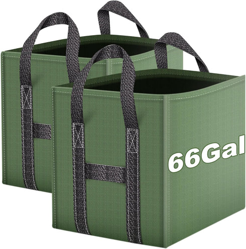 2-Pack 66 Gallons Reusable Yard Waste Bags, Upgrade Heavy Duty Foldable Garden