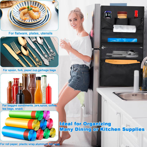 70.9" 15", 13 Mini Fridge Storage Organizer Dorm - x Over Fridge Shelf with Paper Towel Roller, Refrigerator Caddy