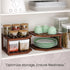 Shelf,2 Countertop,Pantry VERTORGAN Bamboo Corner Tier Plate Organizer for Cabinet and Dish and Spice Rack