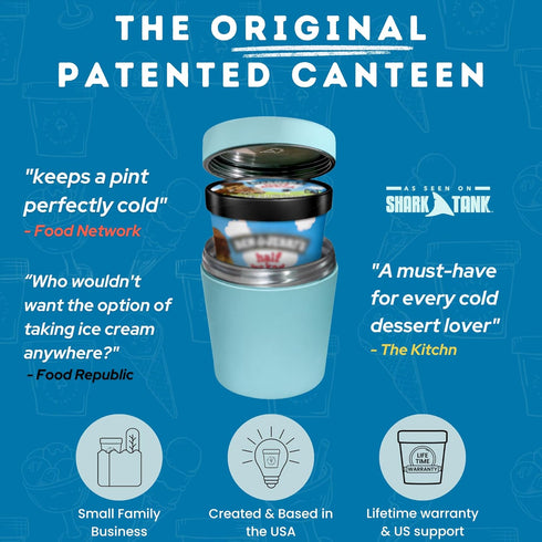 The Ice Cream Canteen Frozen | Original Shark Tank Insulated Ice Cream Pint Holder and Chiller | Stainless Steel Food
