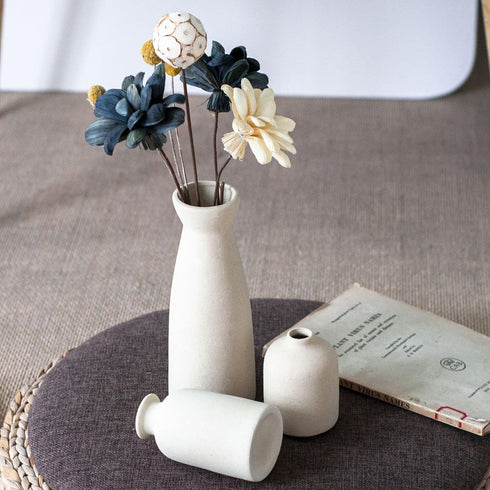 Set-3 CEMABT Beige Ceramic vase Small Flower vases for Decor,Modern Boho Farmhouse Home Decor,Decorative vase