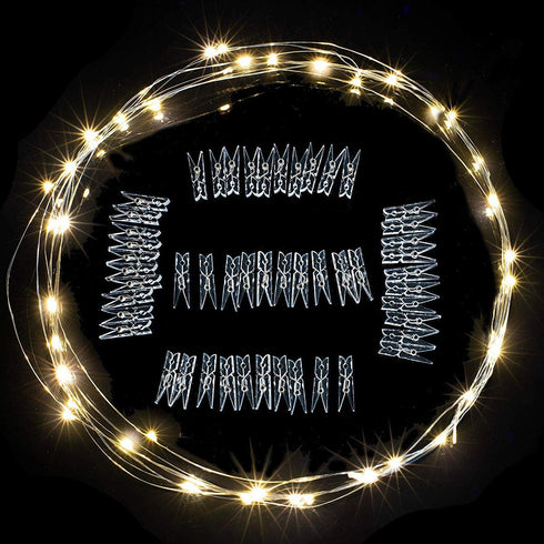 17Ft 50 LED Fairy String Lights with Clear Clips, Perfect for Dorm, Bedroom, Wedding Decor