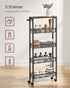 VASAGLE Slim Rolling Cart, 5-Tier Storage Cart with Handle, 5.1 Inches Deep Metal Frame for Kitchen, Dining Room, Home