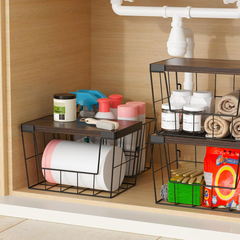 OZRVYNDAREL 2-Pack 4-13 Garlic(11-7/32"L*7" W*7-1/8"H) Pantry Organizers and Storage, Trash Bag Holder Under Sink