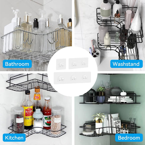 GETRIC 4 Pack 2) Shower Caddy Adhesive Replacement, Adhesive Shelves Hooks Caddy Shelves Rack Basket Organizer Shower