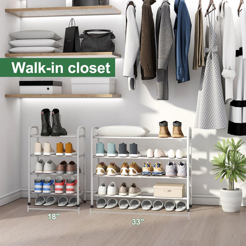 kiplant 4-Tier Closet, Expandable Shoe Rack, Expandable Metal Shoe Rack,Shoe Shelf for Entryway & Hallway