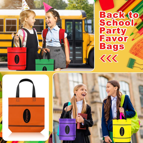 24 Hosuly Pcs Back to School Crayon Tote Bags End of Year Gift Bags Bulk Goodies Decor for Teacher Appreciation