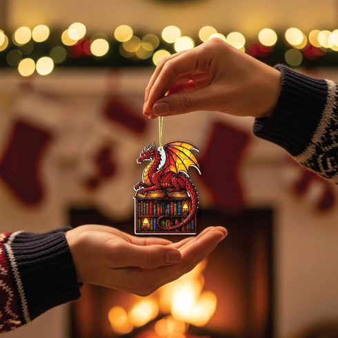 2025 Book Lover Ornament Stained Glass Style Ornament for Readers, Just One More Chapter Bookmark Included, Gifts
