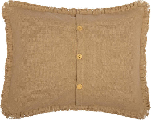 VHC Brands Burlap Pillow Sham Cover with Fringed Ruffle, Cotton Farmhouse Decor, Button