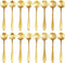 16 Pieces Flower Spoon Coffee Teaspoon Set, PBIEHSR Stainless Steel Coffee Tea Spoons Dessert Scoop for Stirring Drink Mixing Milkshake Jam (Gold-16)