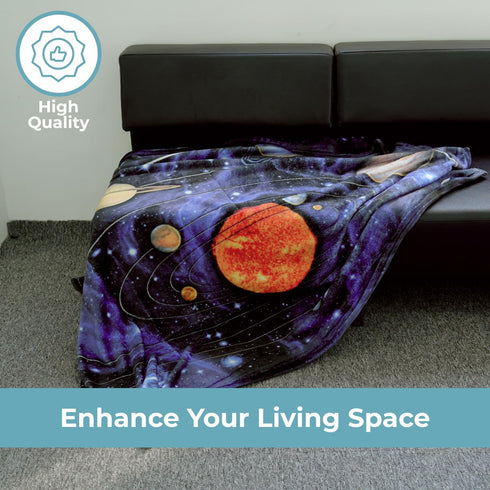 Dawhud Direct Fleece Throw Blanket - 50x60-Inch Plush Space Design for Kids and Adults, Soft and Cozy