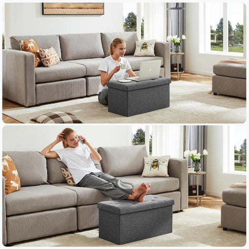 30 Inches NEWBULIG Folding Storage Ottoman Bench with Padded Seat for Bedroom, Small End of Bed Foot Rest Stools