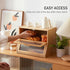 GHWIE Double Layer Bamboo Bread Box, Large Capacity Kitchen Counter Storage Bin with Acrylic Wavy Door Panel, Natural