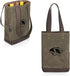 PICNIC TIME 2 Bottle Insulated Tote, Distressed Waxed Canvas Wine Gift Bag, Khaki Green with Beige Accents