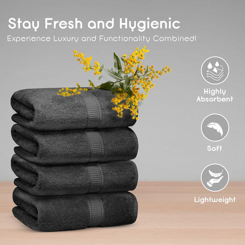 Pack 4, 100% Ariv Premium Bath Towels of Cotton, Large, Super Soft, Highly Absorbent, Quick Dry, Durable, Comfortable