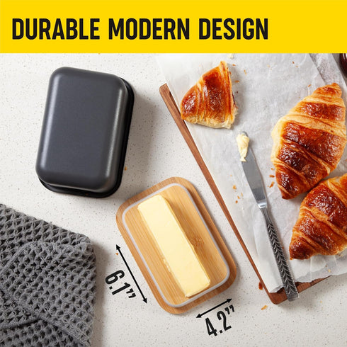 Butter Dish with Lid - Large and Small Tray, Countertop & Fridge Butter Keeper, Storage Box, Mantequillera