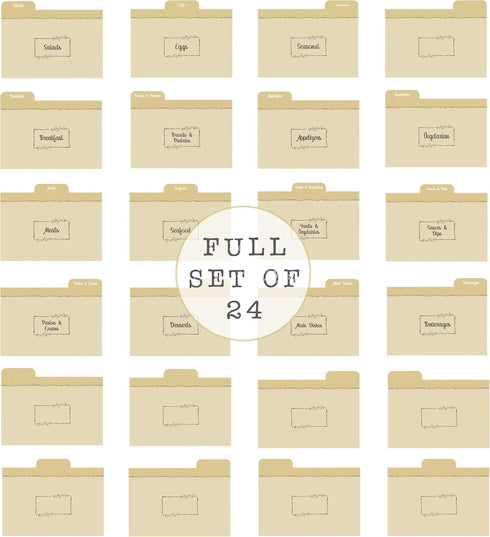 Dekali Designs 4x6 Recipe Card Dividers with Tabs | Set of 24 Recipe Box Dividers on Thick Cardstock + Cooking Measurement Conversion Chart Card by Dekali Designs